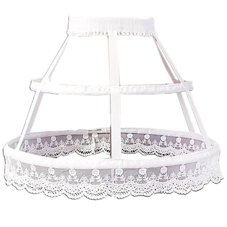 Lolita Fishbone Hollow Bird Cage Skirt Victorian Petticoat 2 Hoops Crinoline Embroidery Floral Lace Underskirt