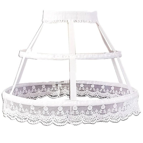 Lolita Fishbone Hollow Bird Cage Skirt Victorian Petticoat 2 Hoops Crinoline Embroidery Floral Lace Underskirt