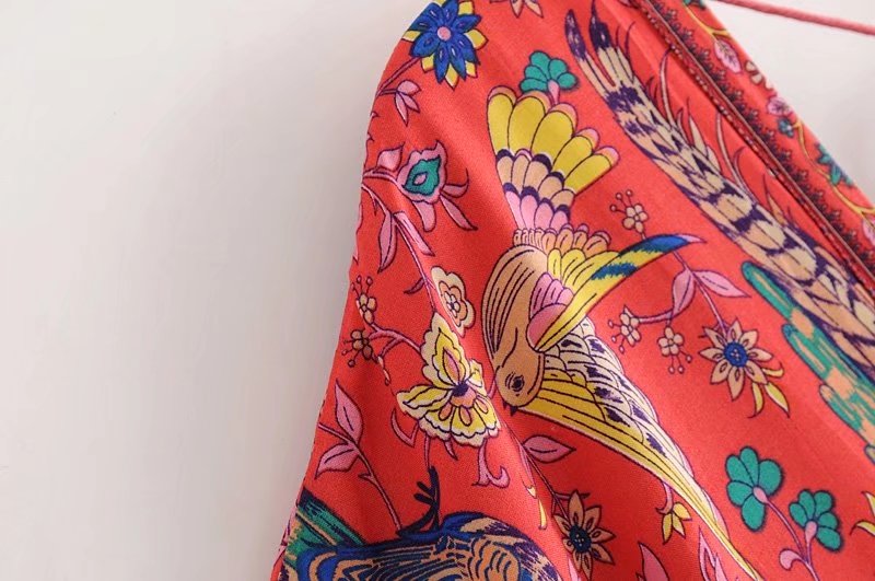 Peacock Print Summer Boho Dress Three Colours