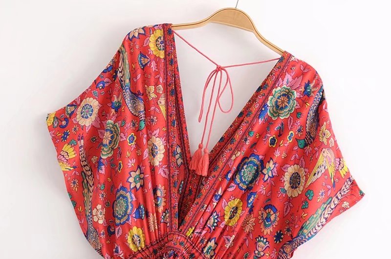 Peacock Print Summer Boho Dress Three Colours