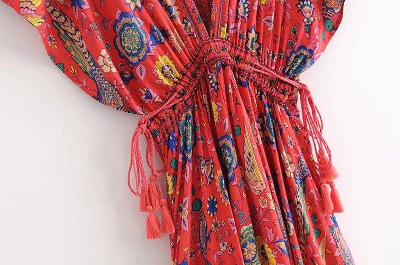 Peacock Print Summer Boho Dress Three Colours