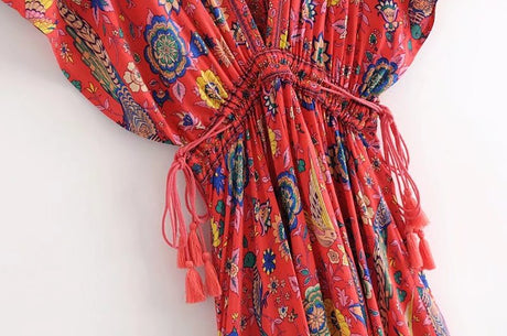 Peacock Print Summer Boho Dress Three Colours