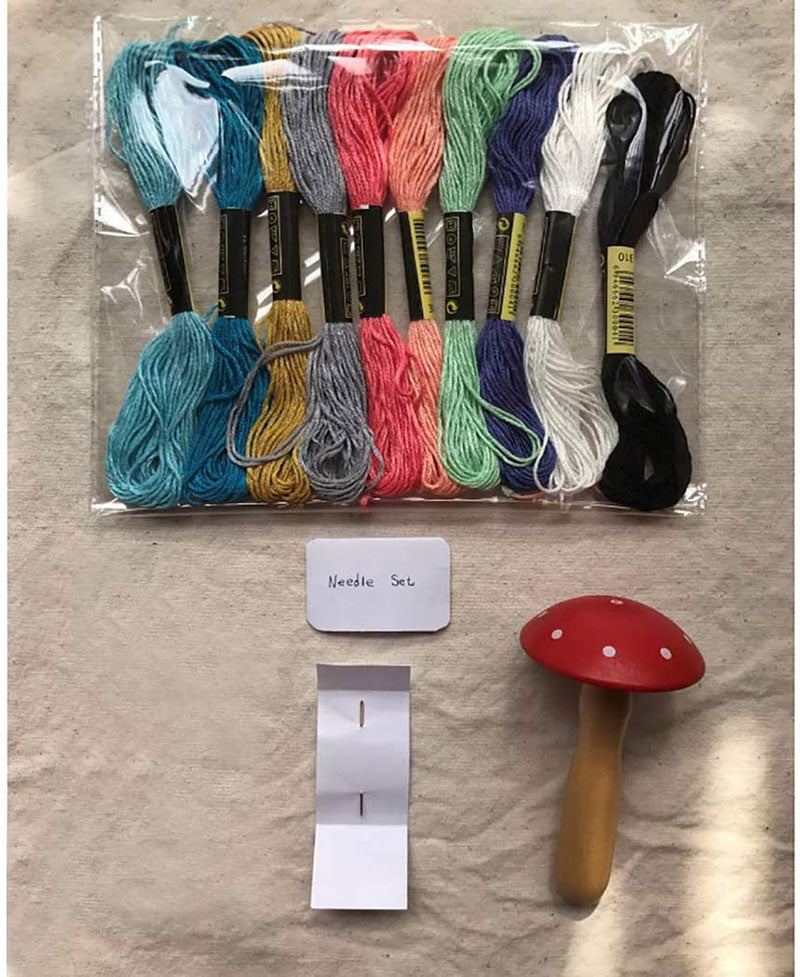 Wooden Mushroom Darning Kit Sewing Tools