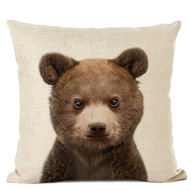 Cute Baby Animals Linen Cushion Covers