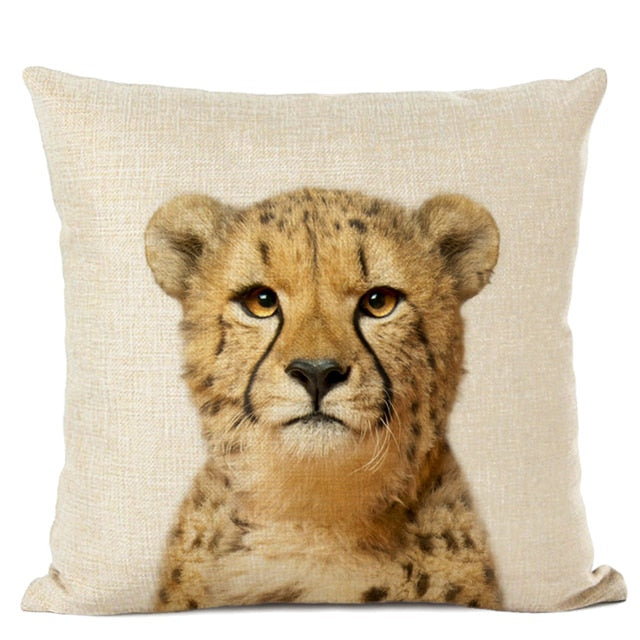 Cute Baby Animals Linen Cushion Covers