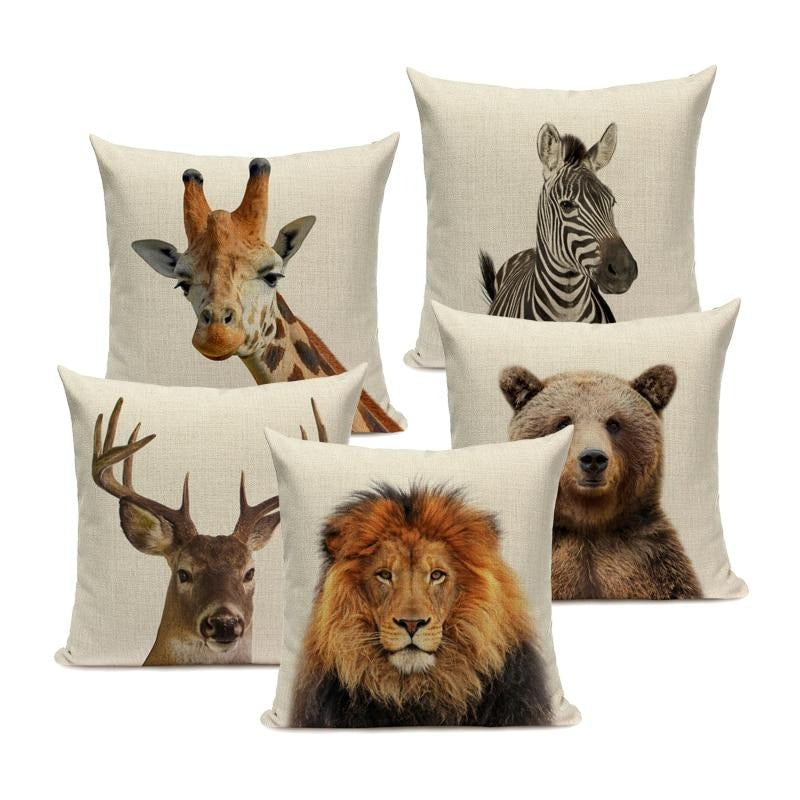 Majestic Beasts Linen Cushion Covers