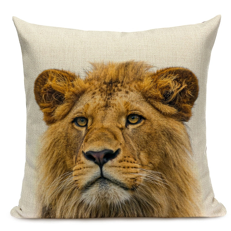 Majestic Beasts Linen Cushion Covers