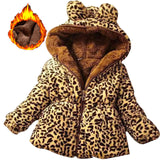 Girls Winter Leopard Hoodie Coat Jacket