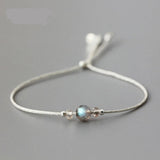 Silver Rope Bracelet 925 Sterling Silver With Natural Crystal