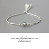 Silver Rope Bracelet 925 Sterling Silver With Natural Crystal