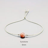 Silver Rope Bracelet 925 Sterling Silver With Natural Crystal