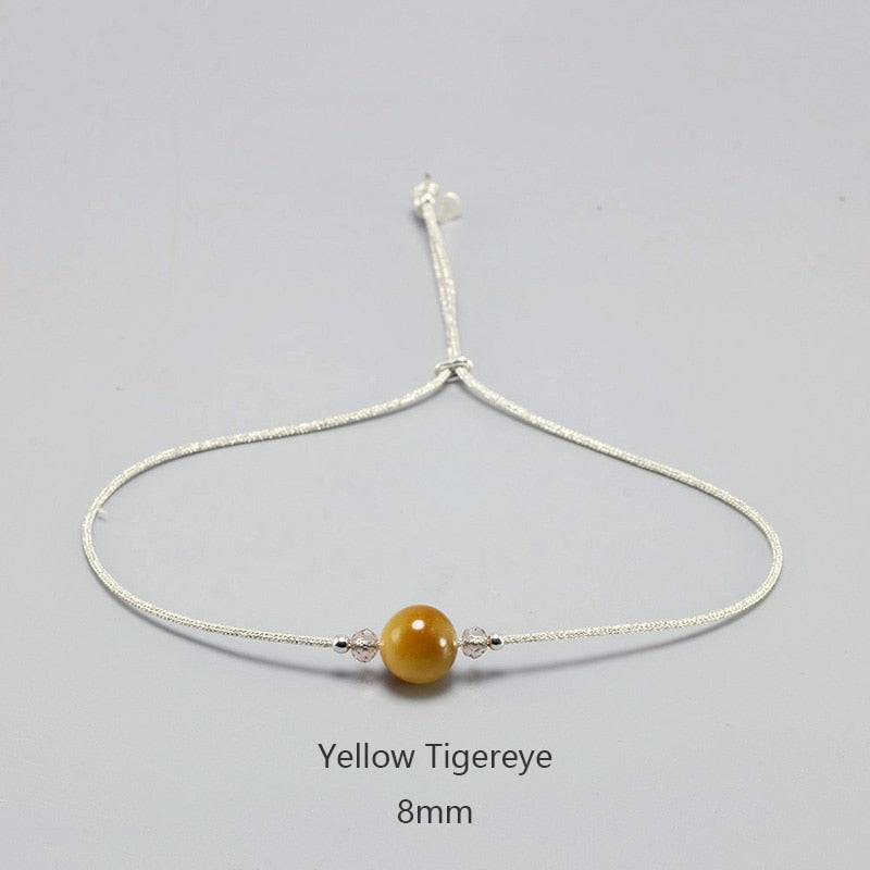 Silver Rope Bracelet 925 Sterling Silver With Natural Crystal