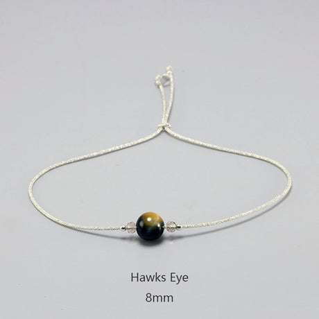 Silver Rope Bracelet 925 Sterling Silver With Natural Crystal