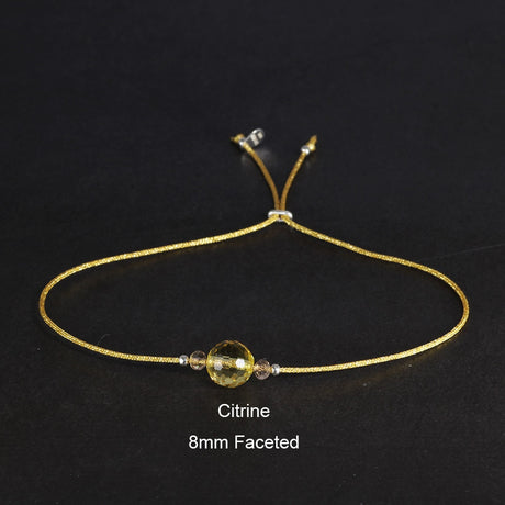 Silver Rope Bracelet 925 Sterling Silver With Natural Crystal