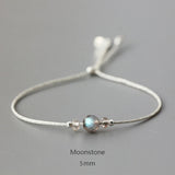 Silver Rope Bracelet 925 Sterling Silver With Natural Crystal