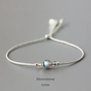 Silver Rope Bracelet 925 Sterling Silver With Natural Crystal