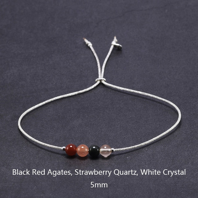 Silver Rope Bracelet | 925 Sterling Silver Rope With Natural Crystal