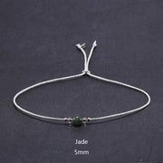 Silver Rope Bracelet 925 Sterling Silver With Natural Crystal
