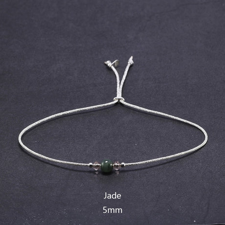 Silver Rope Bracelet 925 Sterling Silver With Natural Crystal