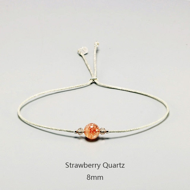 Silver Rope Bracelet 925 Sterling Silver With Natural Crystal