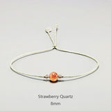 Silver Rope Bracelet 925 Sterling Silver With Natural Crystal