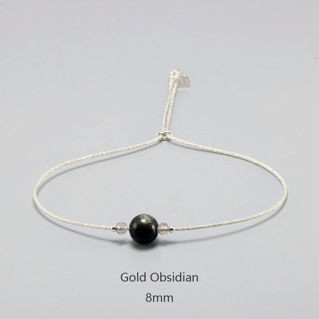 Silver Rope Bracelet 925 Sterling Silver With Natural Crystal