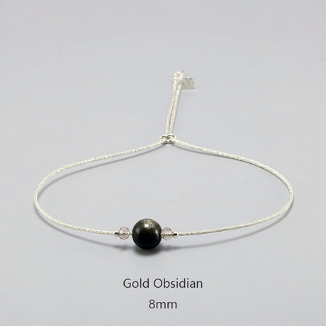 Silver Rope Bracelet 925 Sterling Silver With Natural Crystal