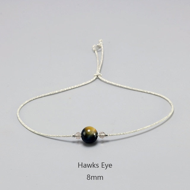 Silver Rope Bracelet 925 Sterling Silver With Natural Crystal