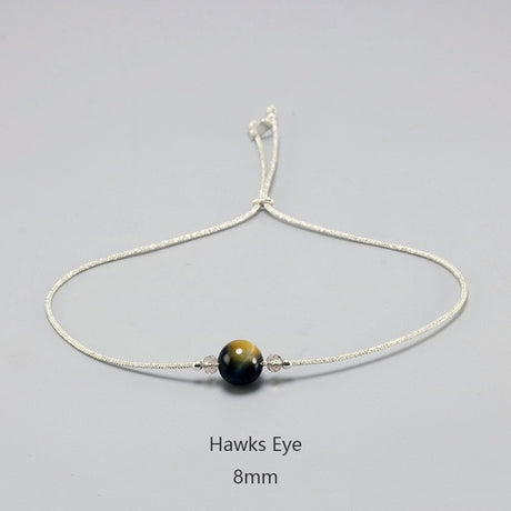Silver Rope Bracelet 925 Sterling Silver With Natural Crystal