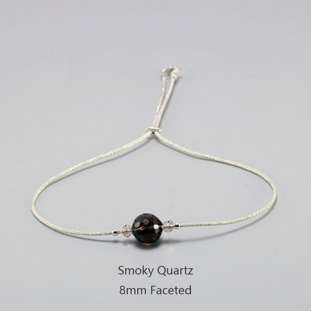 Silver Rope Bracelet 925 Sterling Silver With Natural Crystal