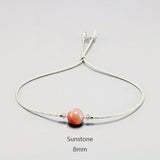 Silver Rope Bracelet 925 Sterling Silver With Natural Crystal