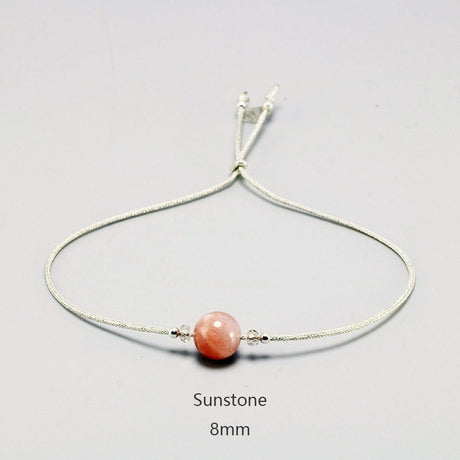 Silver Rope Bracelet 925 Sterling Silver With Natural Crystal