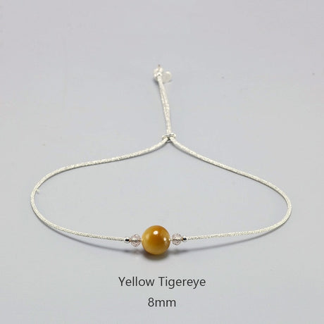 Silver Rope Bracelet 925 Sterling Silver With Natural Crystal
