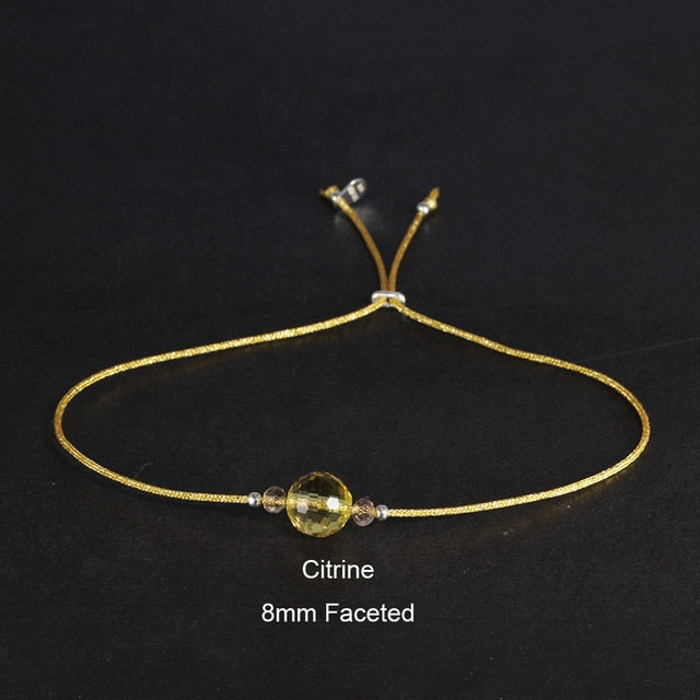 Silver Rope Bracelet 925 Sterling Silver With Natural Crystal