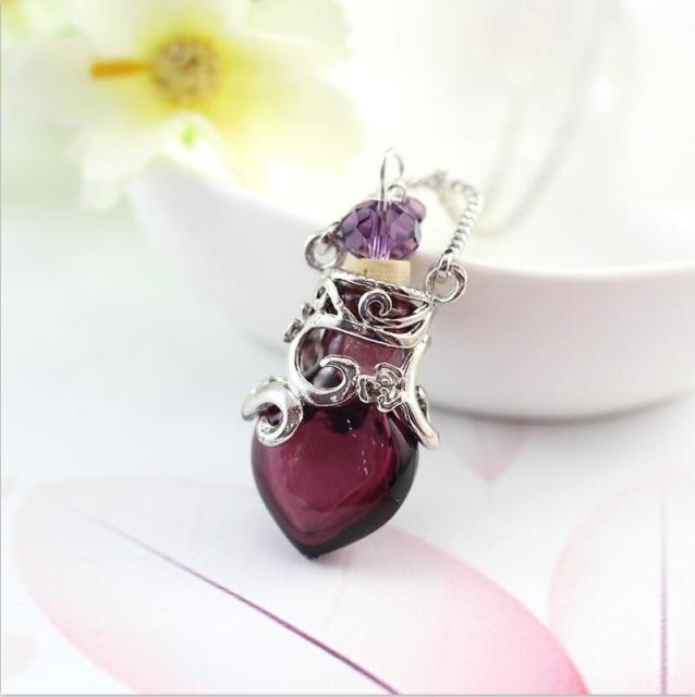 Fairy Heart Potion Bottle Glass Perfume Necklace Essential Oil Bottle Pendants