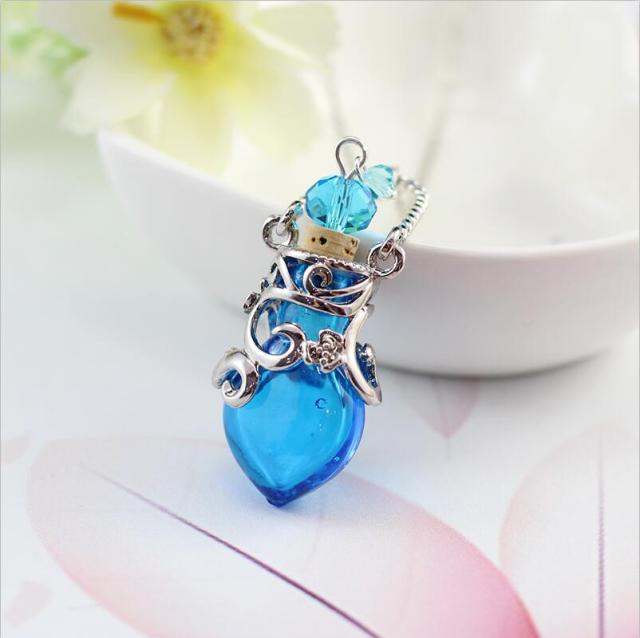 Fairy Heart Potion Bottle Glass Perfume Necklace Essential Oil Bottle Pendants
