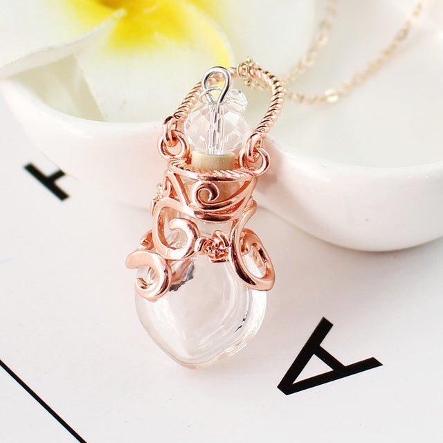 Fairy Heart Potion Bottle Glass Perfume Necklace Essential Oil Bottle Pendants