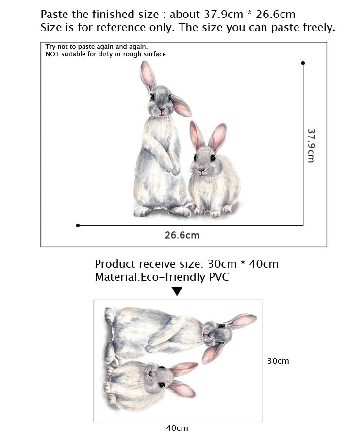 Two Cute Rabbits Removable Wall Stickers