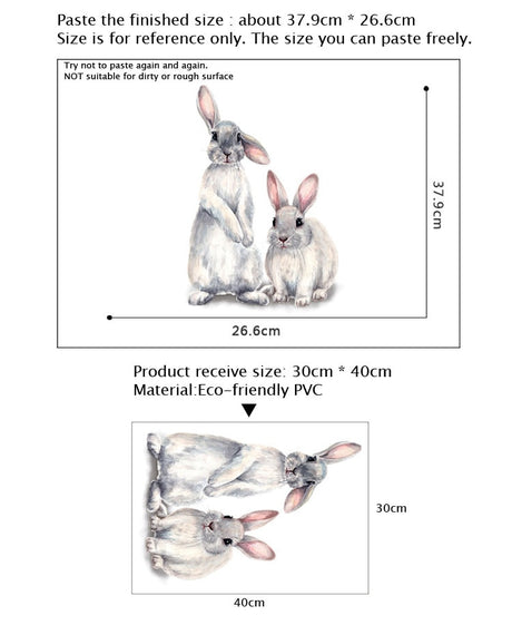 Two Cute Rabbits Removable Wall Stickers