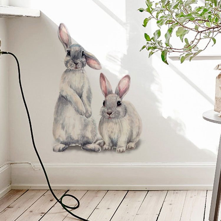 Two Cute Rabbits Removable Wall Stickers