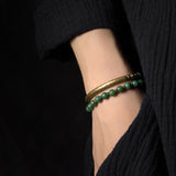 Multi Layer Copper African Grass Jade or Red Jasper Handcrafted Unisex Bracelet