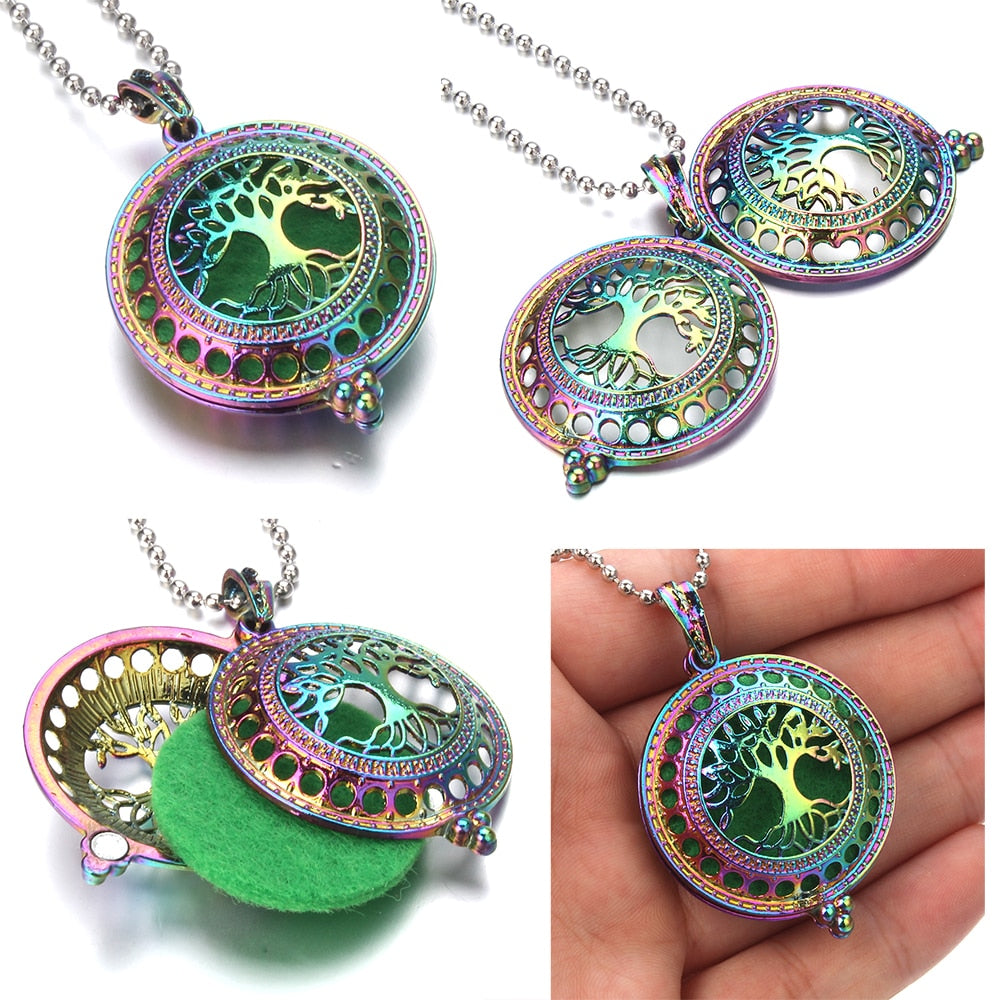 Woodland Aroma Diffuser Open Locket Pendant Necklace | Perfume, Essential Oil, Aromatherapy