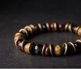 Tiger Eye Stone Bracelet Mixed Hammered Pure Copper Unisex Jewellery