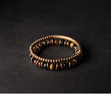 Tiger Eye Stone Bracelet Mixed Hammered Pure Copper Unisex Jewellery