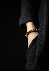 Tiger Eye Stone Bracelet Mixed Hammered Pure Copper Unisex Jewellery