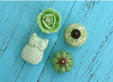 Add A Spot Of Green - One Ceramic Knob Dresser Cabinet Furniture Hardware