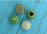 Add A Spot Of Green - One Ceramic Knob Dresser Cabinet Furniture Hardware