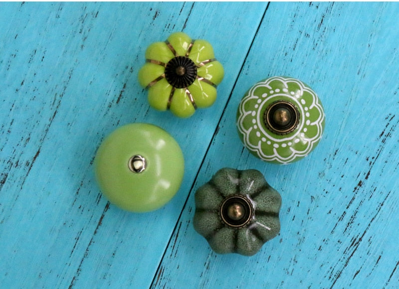 Add A Spot Of Green - One Ceramic Knob Dresser Cabinet Furniture Hardware