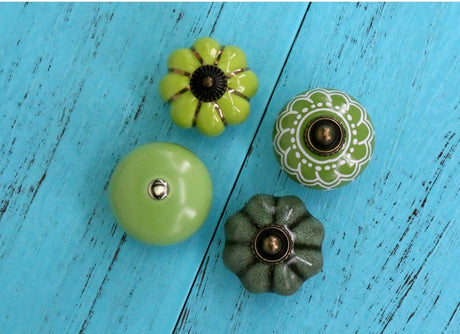 Add A Spot Of Green - One Ceramic Knob Dresser Cabinet Furniture Hardware