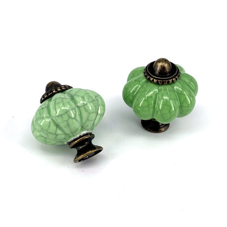 Add A Spot Of Green - One Ceramic Knob Dresser Cabinet Furniture Hardware
